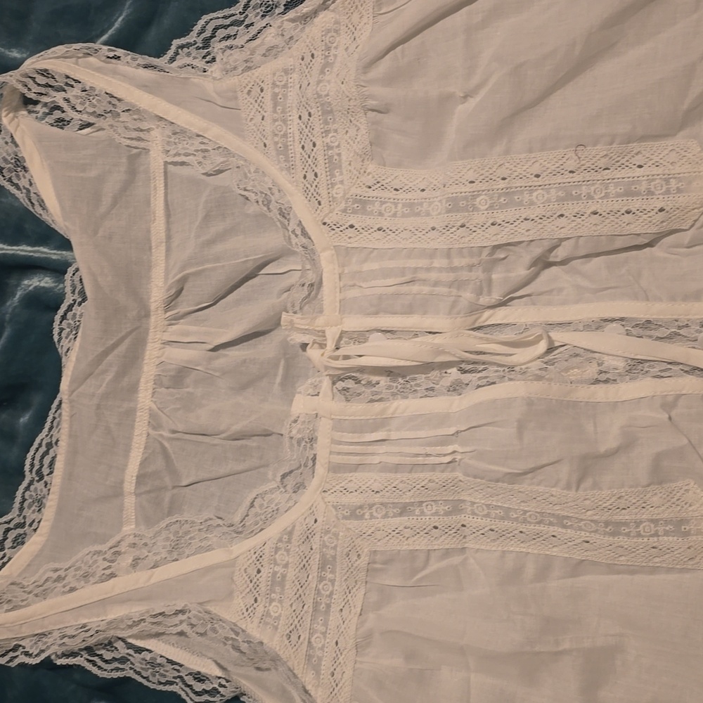 Lace Trimmed White and Black Tops - Picture 2 of 4